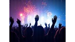 Crowd shot at EDC Las Vegas with fireworks.