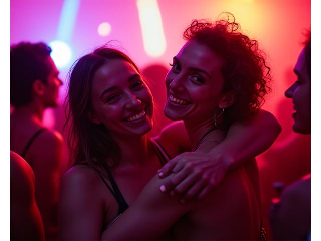Diverse group of happy ravers interacting in a community event setting
