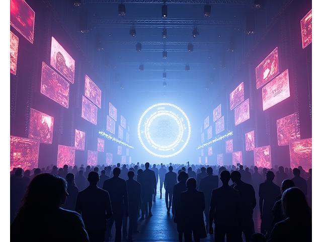 Advanced holographic stage projection at a modern rave event