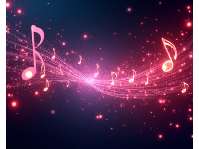 Glow abstract neon musical notes and copyright symbols intertwining, representing intellectual property in electronic music.