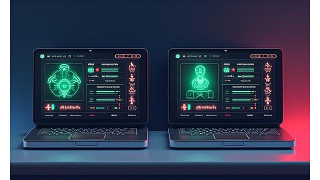 Side-by-side comparison of virtual festival interfaces with pros and cons highlighted by glowing indicators